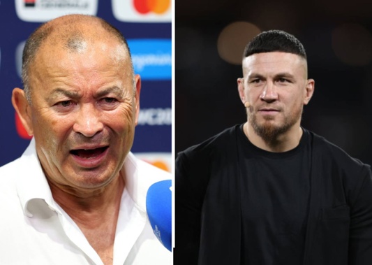 Australian coach Eddie Jones and former All Black Sonny Bill Williams. (Photo / NZ Herald)