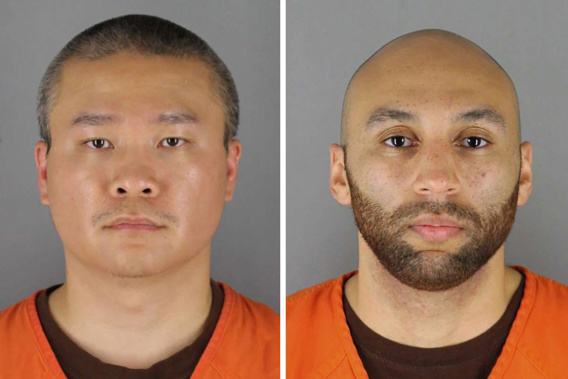 This combo of photos provided by the Hennepin County Sheriff's Office in Minnesota, show Tou Thao, left, and J. Alexander Kueng.