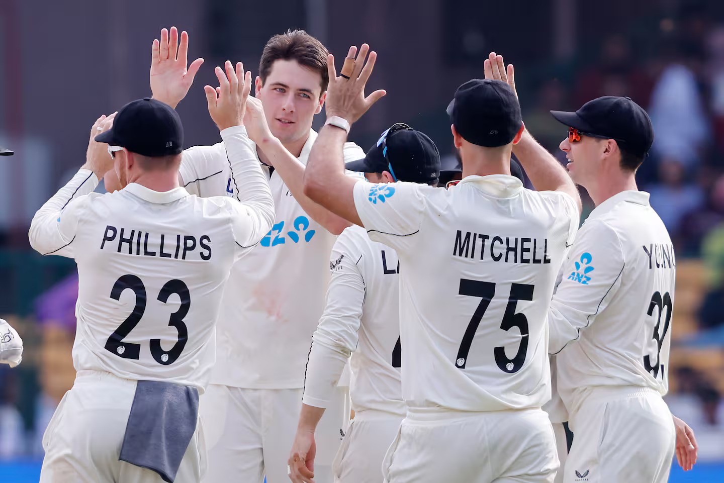 Will O'Rourke celebrates the wicket of KL Rahul. Photo / Photosport