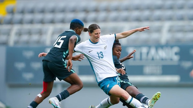 New Zealand's Rebekah Stott battles for the ball during a friendly. Photosport