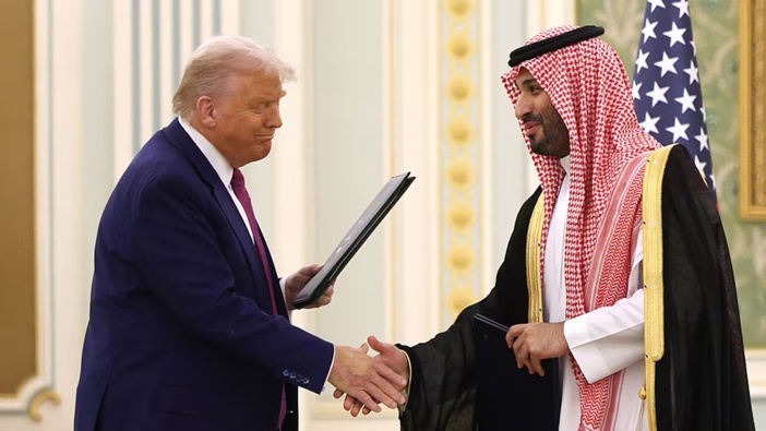 US President Donald Trump and Saudi Crown Prince Mohammed bin Salman attend a signing ceremony at the Saudi Royal Court in Riyadh, Saudi Arabia. Photo / Getty Images