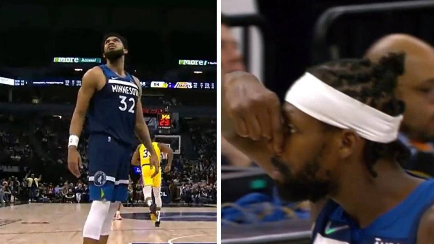 Karl Anthony Towns and Patrick Beverley had some pretty strong reactions to Russell Westbrook's errors. Photo / Twitter