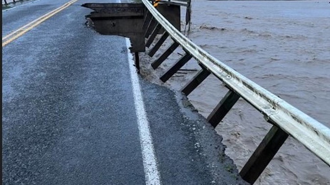 Flooding and a badly damaged bridge have closed SH50 in CHB.