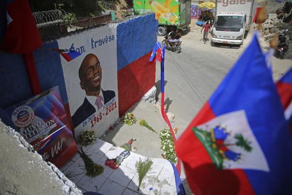 A mural depicting the late President Jovenel Moise adorns a wall in the Kenscoff neighborhood of Port-au-Prince, Haiti. Photo / AP