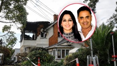 Fire investigators at the scene of a large fire at City Garden Lodge in Parnell. Inset the owners of the property, Seema and Suresh Chatly. Photo / Michael Craig