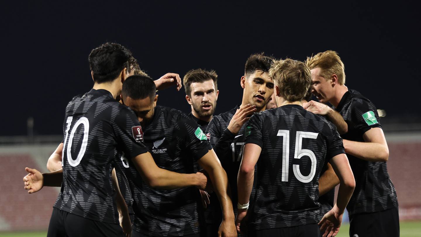 Bill Tuiloma celebrates after scoring the opening goal against the Solomon Islands. (Photo / Getty Images)
