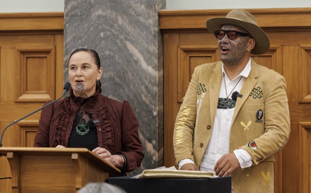 Te Pati Maori co-leaders Debbie Ngarewa-Packer and Rawiri Waititi during their reset announcement at Parliament, Wellington, 09 October, 2025.