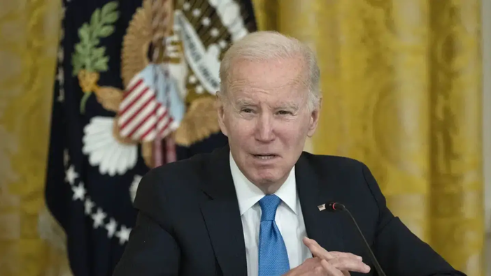 President Joe Biden speaks during a meeting with the National Governors Association in the East Room. Photo / AP