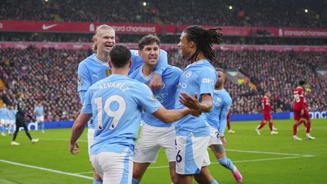 Manchester City clash with rivals Arsenal. Photo / AP