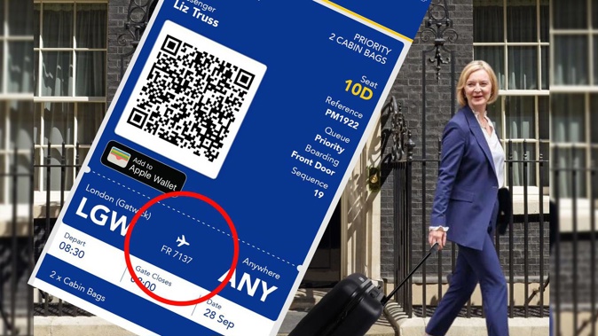 Ryanair's 'savage' dig at the outgoing UK PM Lizz Truss contained many subtle layers. (Photo / Screenshot, Facebook)