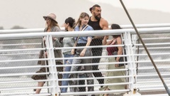 Actor Jason Momoa spotted filming at Wynyard Quarter on Auckland's viaduct. Photo / Michael Craig