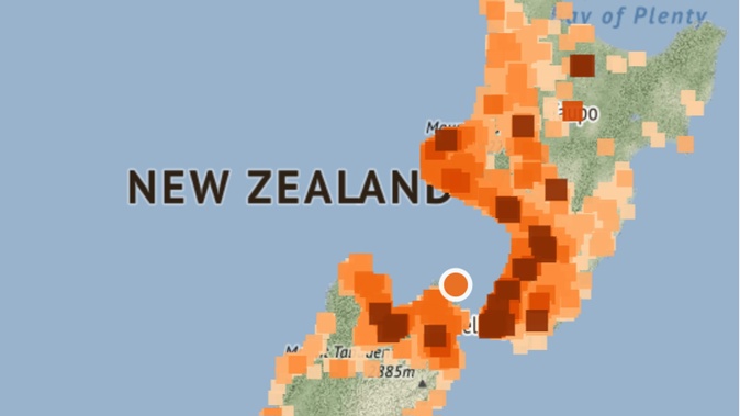 Geonet's shaking map shows people in Auckland and Canterbury were among those who felt it was extreme.