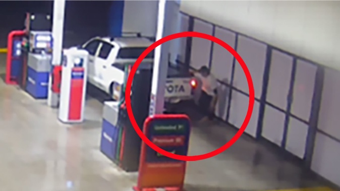CCTV image said to be of Joseph Ahuriri and his white truck at Waitomo Fuel Stop at Bay View at 5.46am on February 14, the last known siting of the Gisborne man now missing more than five months.