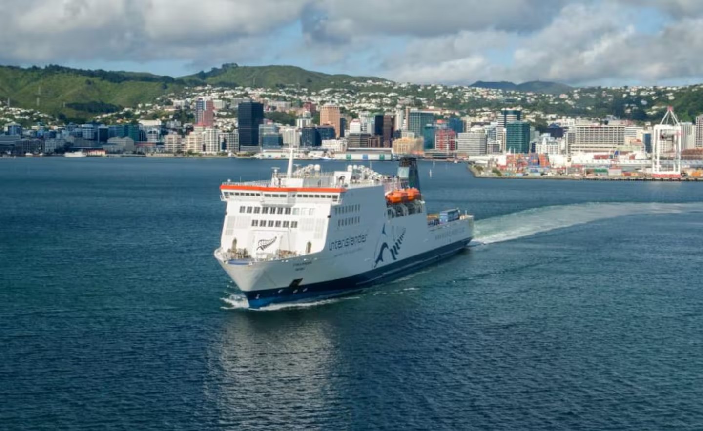 The Kaitaki Interislander ferry leaves Wellington Harbour. Photo / KiwiRail