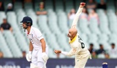 Nathan Lyon in action on day five of the third Ashes Test at Adelaide Oval. Photo / Robert Cianflone / Getty Images