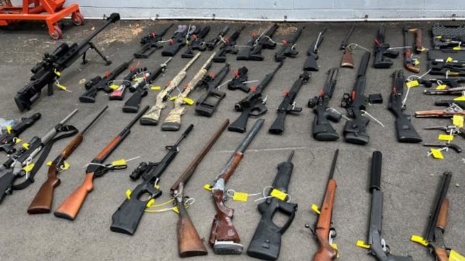 Firearms seized from a New Lynn property in Auckland last December. Photo / NZ Police