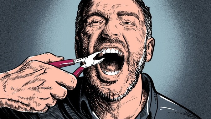 The new report includes 10 case studies of people who have struggled to afford dental care at different times in their lives. Illustration / Paul Slater