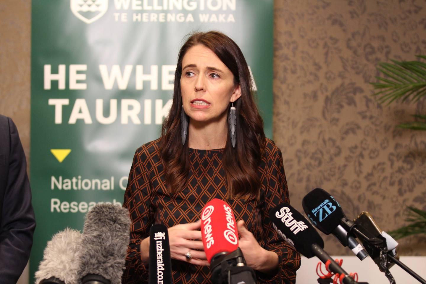 Prime Minister Jacinda Ardern speaks to media after addressing the Countering Terrorism and Violent Extremism hui. Photo / Jed Bradley