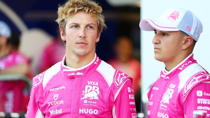Liam Lawson and Isack Hadjar at the Miami Grand Prix. Photo / Red Bull