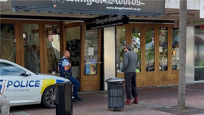 King of Swords shop in Napier CBD was badly damaged in the ram raid. Photo / NZME