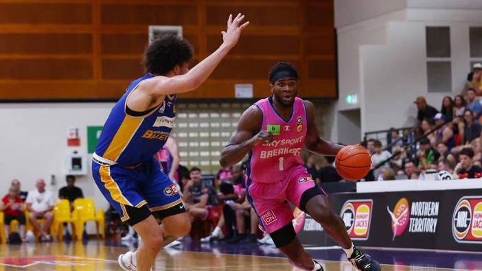 Jarrell Brantley of the Breakers in action during the NBL Blitz match between Brisbane Bullets and New Zealand Breakers. Photo / Photosport.co.nz