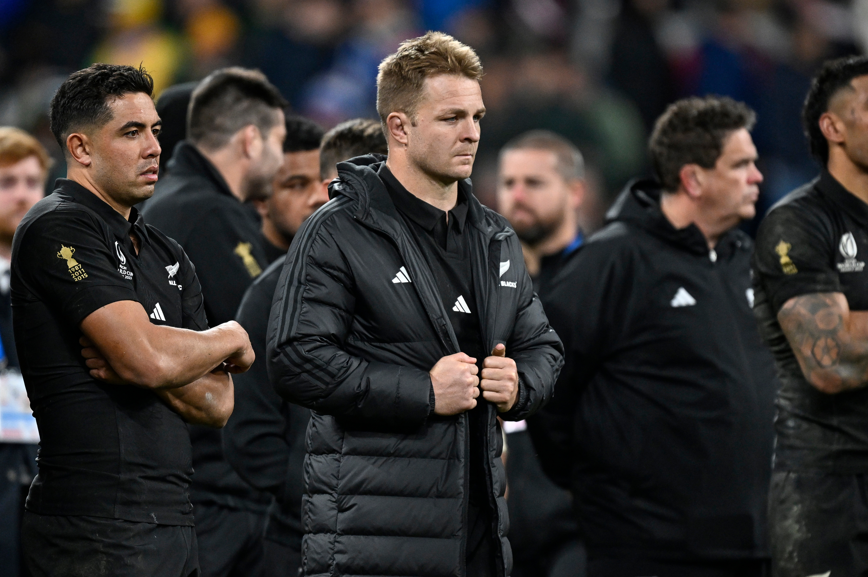 A dejected Sam Cane (captain) of New Zealand after losing the final. Rugby World Cup France 2023, New Zealand All Blacks v South Africa FInal match at Stade de France, Saint-Denis, France on Saturday 29 October 2023. Photo credit: Andrew Cornaga / www.photosport.nz