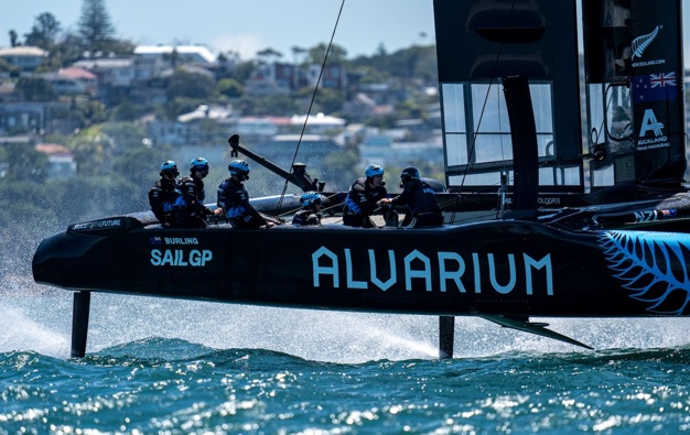 The Black Foils during a training session on the Hauraki Gulf this week. Photo / Bob Martin, SailGP