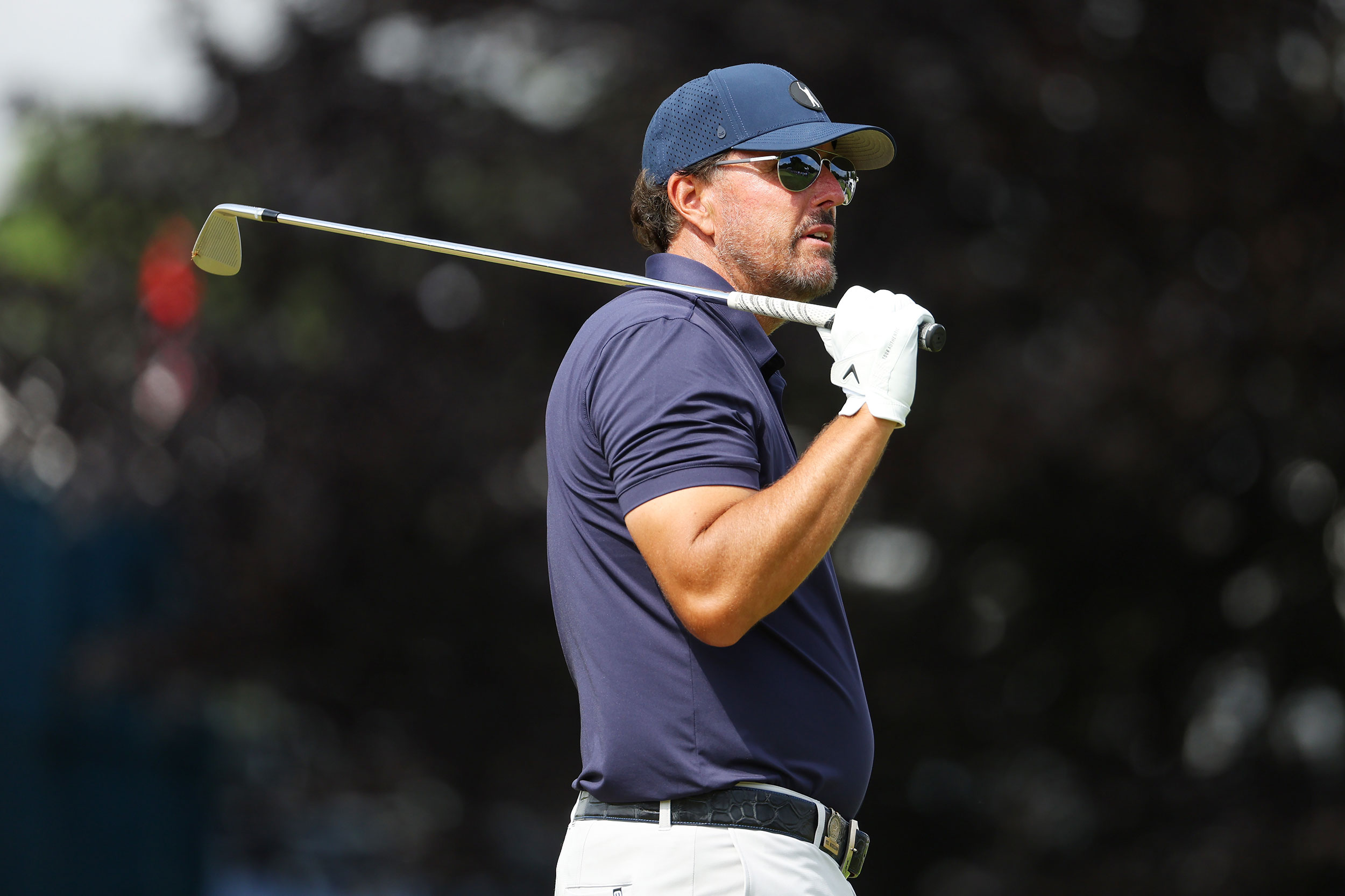 Phil Mickelson watches his shot from the 16th tee during the second round of the 122nd U.S. Open Championship. Photo / CNN