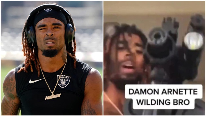 Damon Arnette has been cut from the Raiders. (Photo / AP/Instagram)