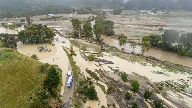 Aerial views of flooding in Hawke's Bay as Cyclone Gabrielle hit the region. Photo / Supplied via Corena