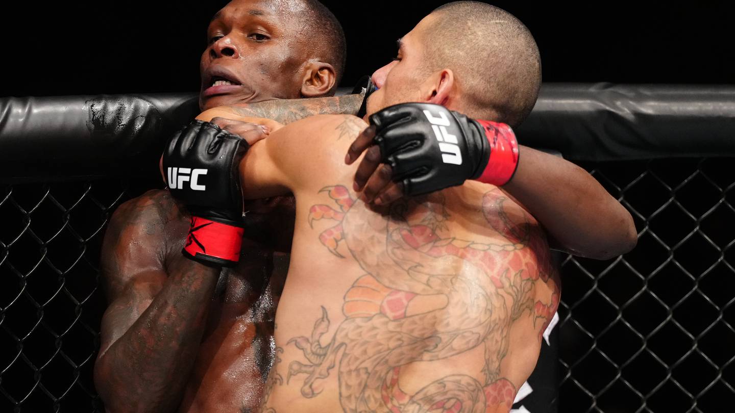 Israel Adesanya was beaten by Alex Pereira on Sunday. Photo / Getty