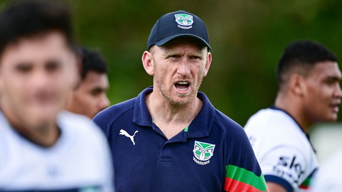 Warriors coach Andrew Webster during a training session. Photo / Photosport