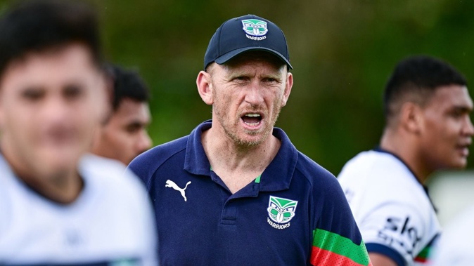 Warriors coach Andrew Webster during a training session. Photo / Photosport