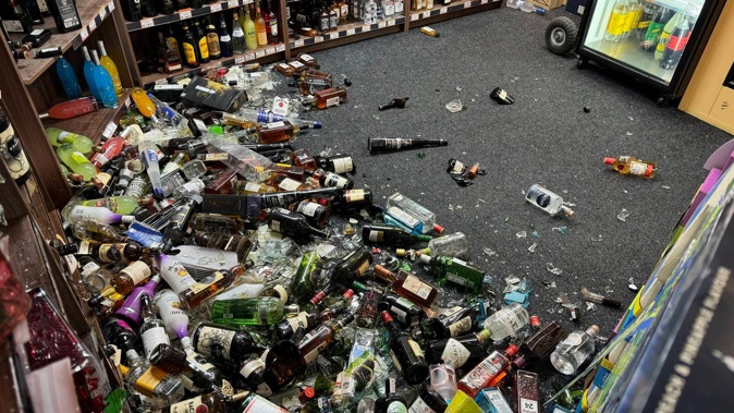 Approximately 100 bottles were smashed during the ram raid of The Boohai Thirsty Liquor and Sports Bar.