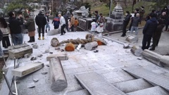 The Earthquake Caused Damage At A Shrine In Kanazawa, Ishikawa Prefecture, Japan. Photo / AP