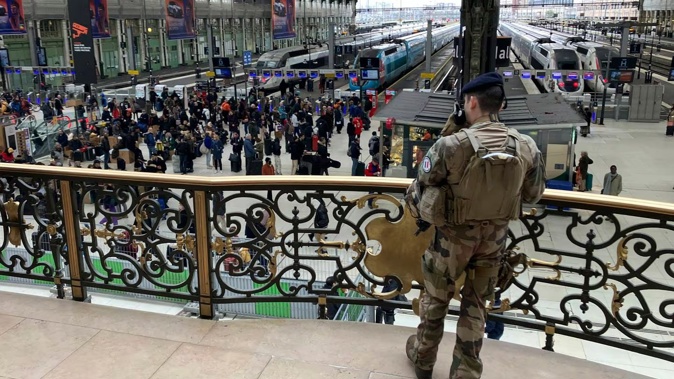 A man injured three people Saturday in a stabbing attack at the major Gare de Lyon train station in Paris, another nerve-rattling security incident in the Olympic host city before the Summer Games open in six months. Photo / AP