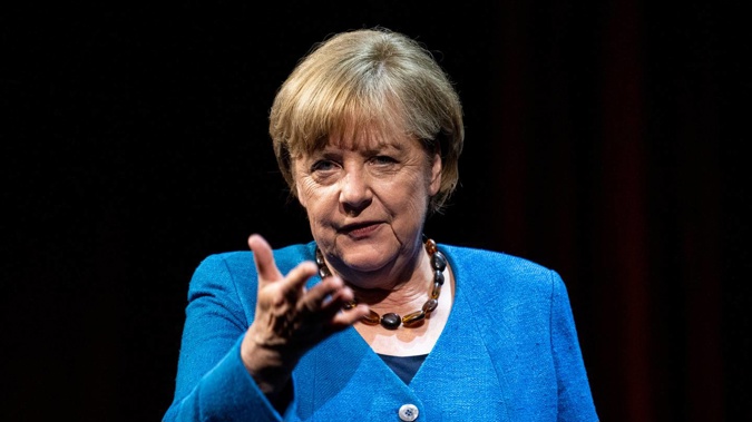 Former German Chancellor Angela Merkel at the Berliner Ensemble in Berlin, Germany. Photo / AP