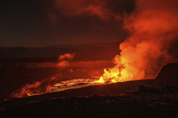 In this photo provided by the National Park Service lava spews from the Kilauea volcano in Hawaii, Wednesday, June 7, 2023. Photo / AP