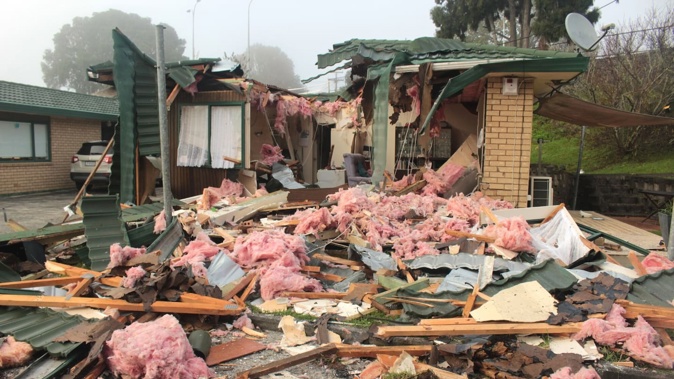 Fortunately the occupant was not home when this damage was caused by the Kensington car crash. Photos / Denise Piper
