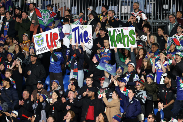 Fans at the Warriors game against the Knights. Photo / Getty