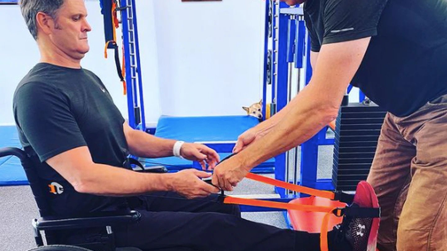 Chris Cairns undergoing rehabilitation after suffering a life-threatening heart attack. (Photo / Instagram)