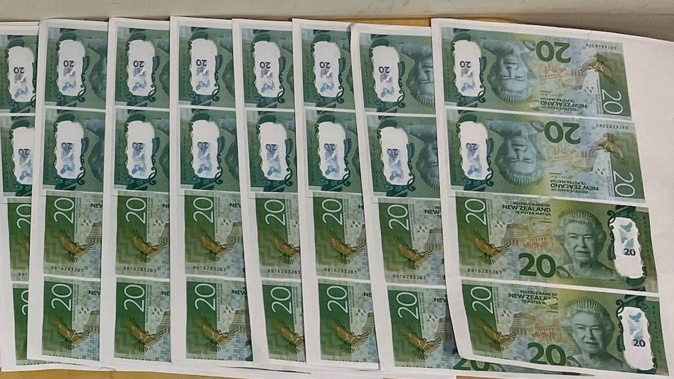 The fake bank notes found at a property in Pukekohe, South Auckland. Photo / NZ Police