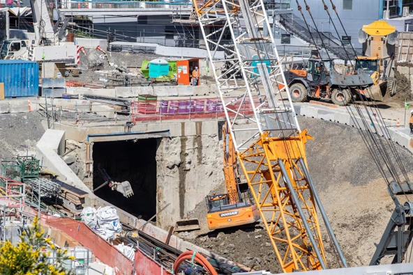 Maungawhau/Mount Eden CRL station under construction in August 2022. Photo / Michael Craig