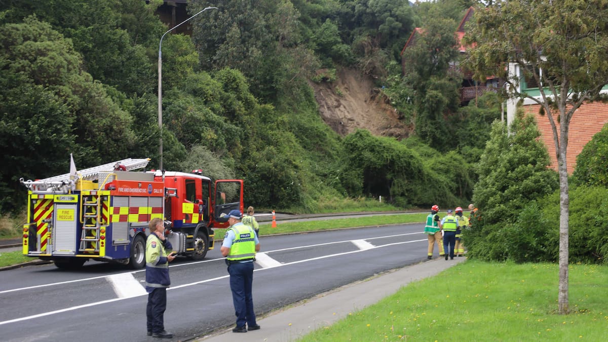 Landslide closes Dunedin streets prompting evacuations