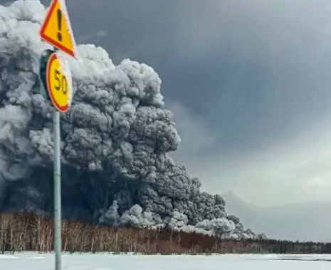 Shiveluch, one of Russia's most active volcanoes, erupted Tuesday, spewing clouds of ash 20km into the sky and covering broad areas with ash. Photo / AP
