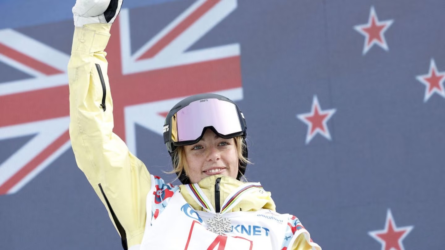 Zoi Sadowski-Synnott wins the silver medal during the FIS Snowboard World Championships Slopestyle in Bakuriani, Georgia. Photo / Getty