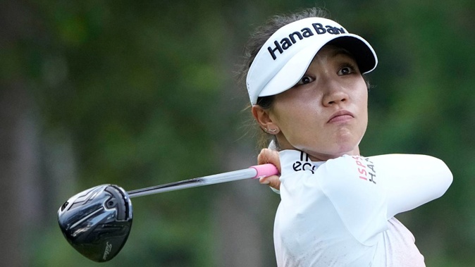 Lydia Ko watches her shot off the fourth tee during a practice round for the the U.S. Women's Open golf tournament at the Pine Needles Lodge & Golf Club. Photo / AP
