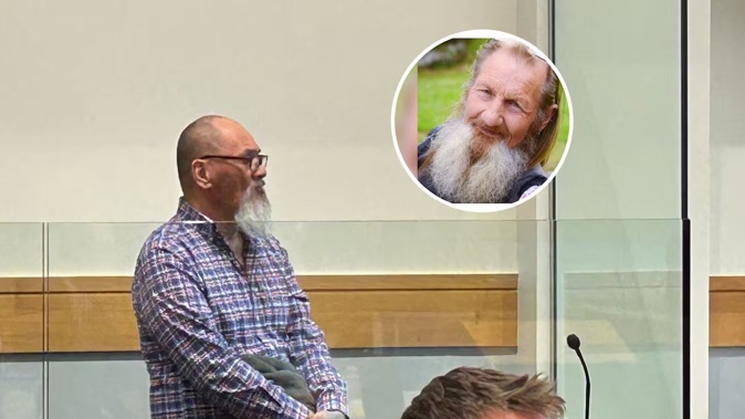 Abel Wira appears at the High Court at Whangārei on Monday for the start of his trial. He is accused of the manslaughter of Neville Thomson (inset) in August 2022.