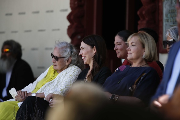 Judith Collins alongside Jacinda Ardern at Waitangi in February 2021. (Photo / NZ Herald)