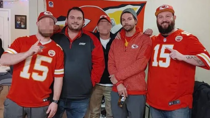 David Harrington (L) Clayton McGeeney (second from R) and Ricky Johnson (R) were found dead in a friend’s backyard after watching a Kansas City Chiefs game. Photo / Facebook
